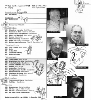 Bertram Zauber - Heft 6/2002 der "Magischen" Welt