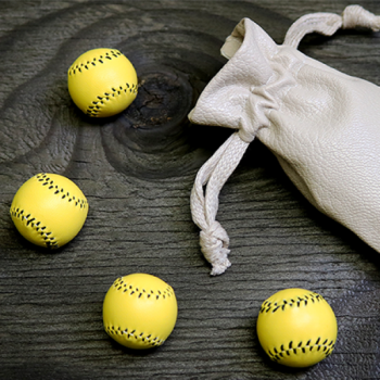 Set of 4 Leather Balls for Cups and Balls (Yellow)  by Leo Smetsers