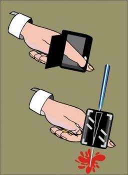 Knife thru Finger by David DeVal