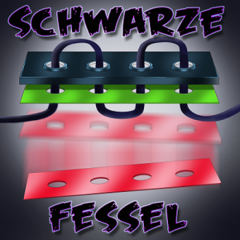 Schwarze Fessel - Eine farbige Scheibe befreit sich aus der Fessel.