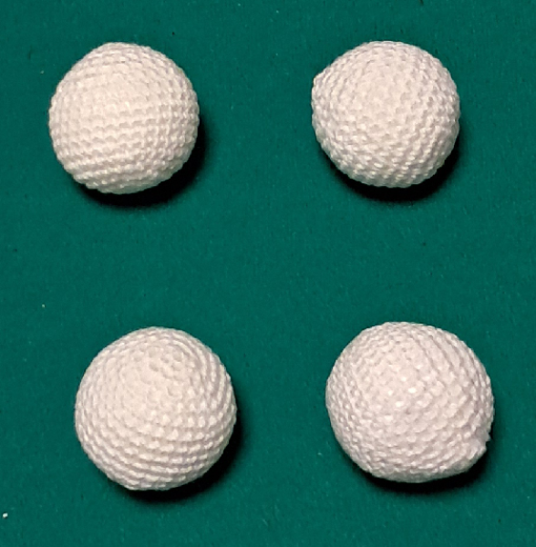 Becherspielbälle, umhäkelt, weiß, ca. 2,8 cm