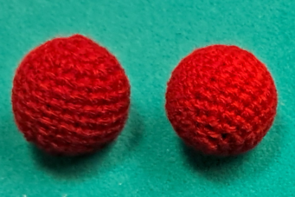 Chop Cup Ball-Set umhäkelt,  rot, 2,5 cm (Crochet Balls by UDAY)